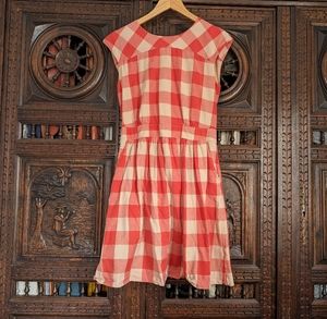 Gap gingham cotton dress red and cream size 8